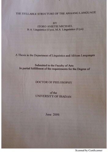 The Syllable Structure Of The Anaang Language Itoro Anietie Michael