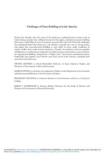 Challenges Of Partybuilding In Latin America Steven Levitsky
