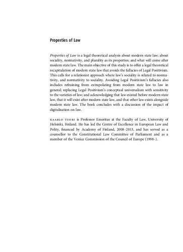 Properties Of Law Modern Law And After Kaarlo Tuori