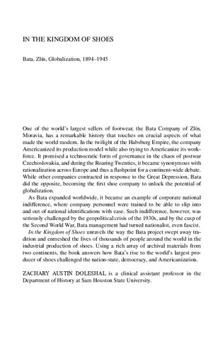 In The Kingdom Of Shoes Bata Zln Globalization 18941945 Zachary Austin Doleshal