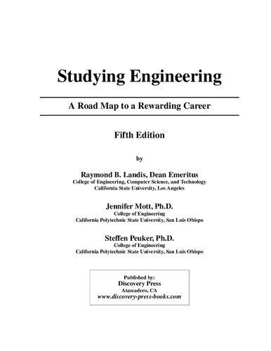 Studying Engineering A Roadmap To A Rewarding Career 5th Edition Raymond Landis