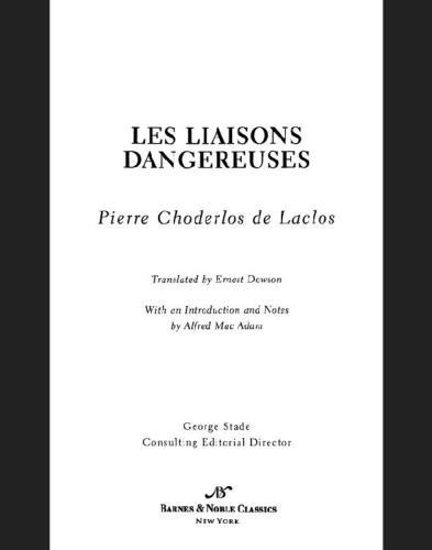 Dangerous Liaisons Laclos Choderlos De