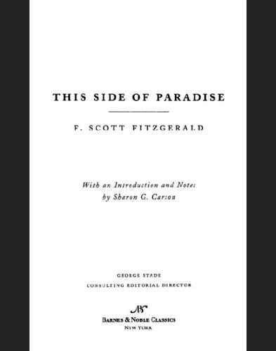 This Side Of Paradise Fitzgerald Francis Scott