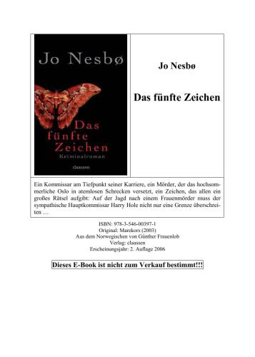 Das Fьnfte Zeichen Nesbo Jo