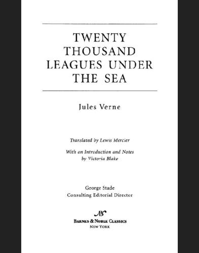 Twenty Thousand Leagues Under The Sea Verne Jules