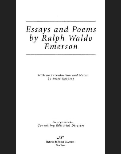 Essays And Poems Emerson Ralph Waldo