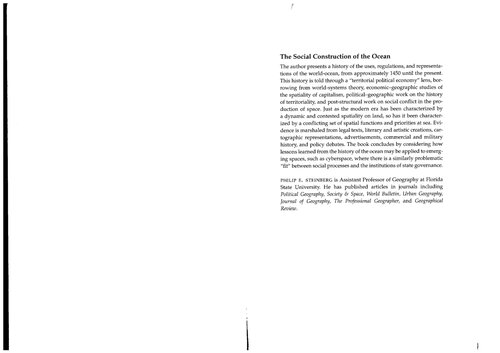 The Social Construction Of The Ocean Philip E Steinberg