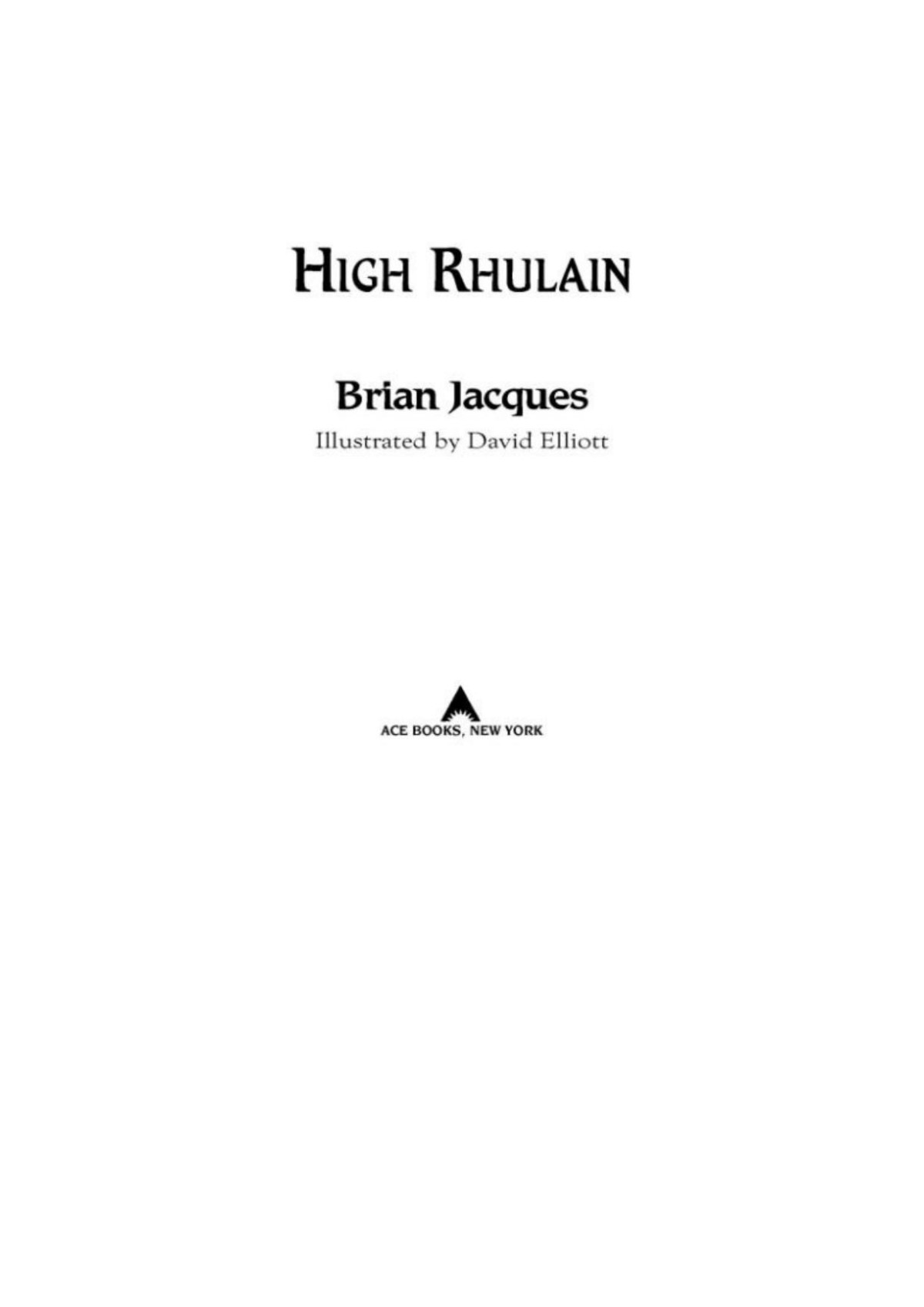High Rhulain Brian Jacques