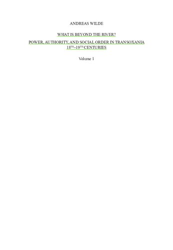 What Is Beyond The River Power Authority And Social Order In Transoxiania 18th19th Centuries Andreas Wilde