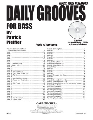 Daily Grooves For Bass Book Patrick Pfeiffer