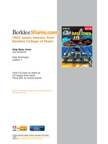 Slap Bass Lines Workshop Berklee Press Papcom Joe Santerre