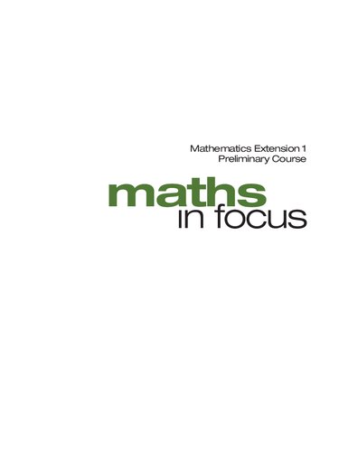 Maths In Focus Mathematics Extension 1 Preliminary Course 2nd Edition Margaret Grove