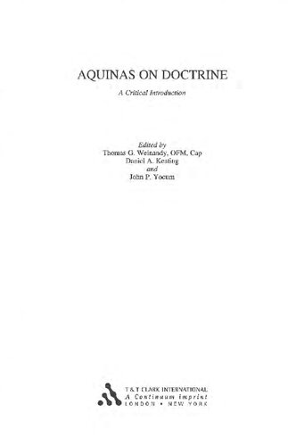 Aquinas On Doctrine A Critical Introduction 1st Edition Thomas Weinandy