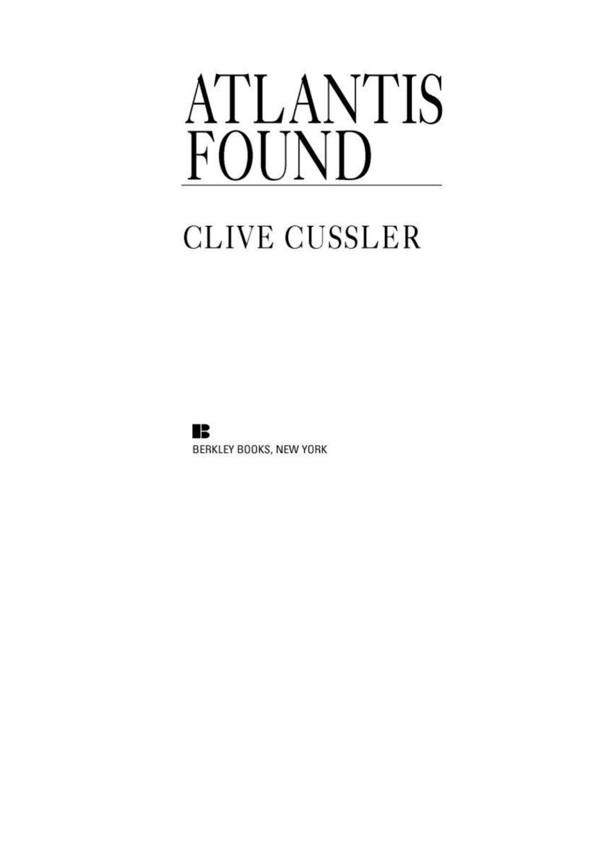 Atlantis Found Clive Cussler