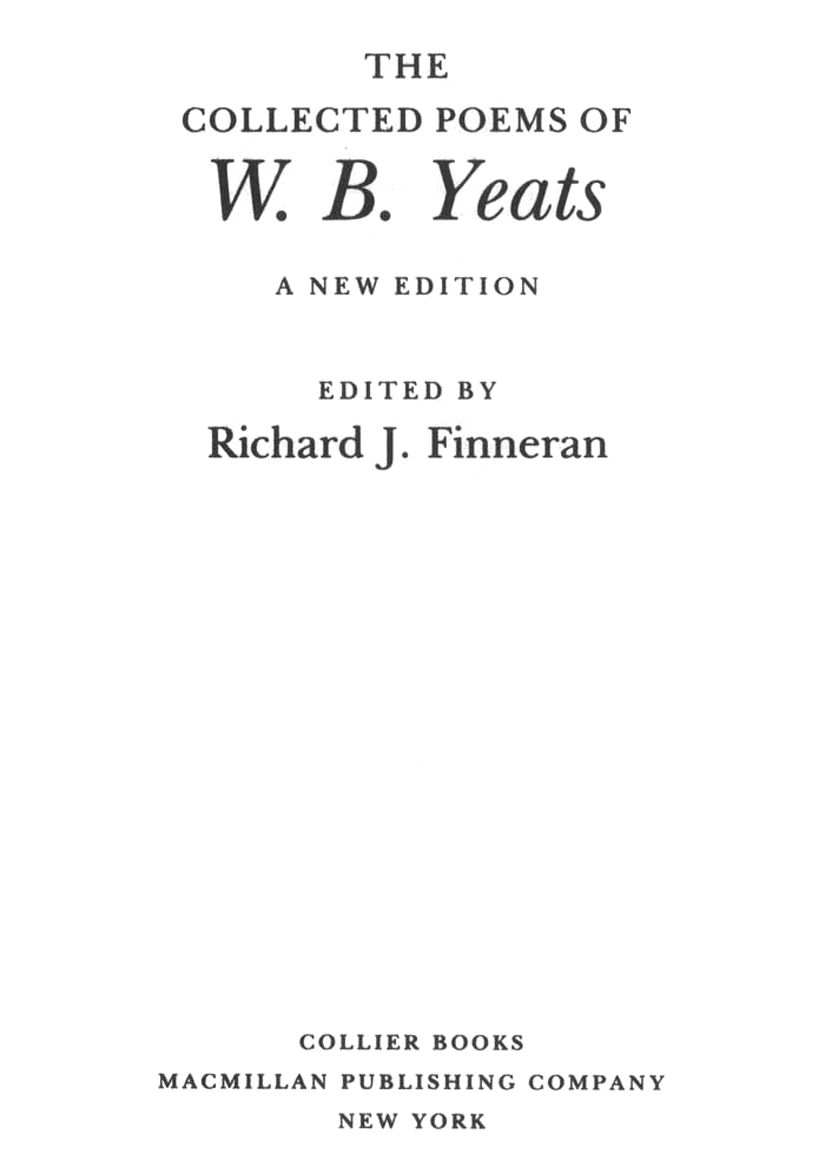 Collected Poems Of Wb Yeats William Butler Yeats