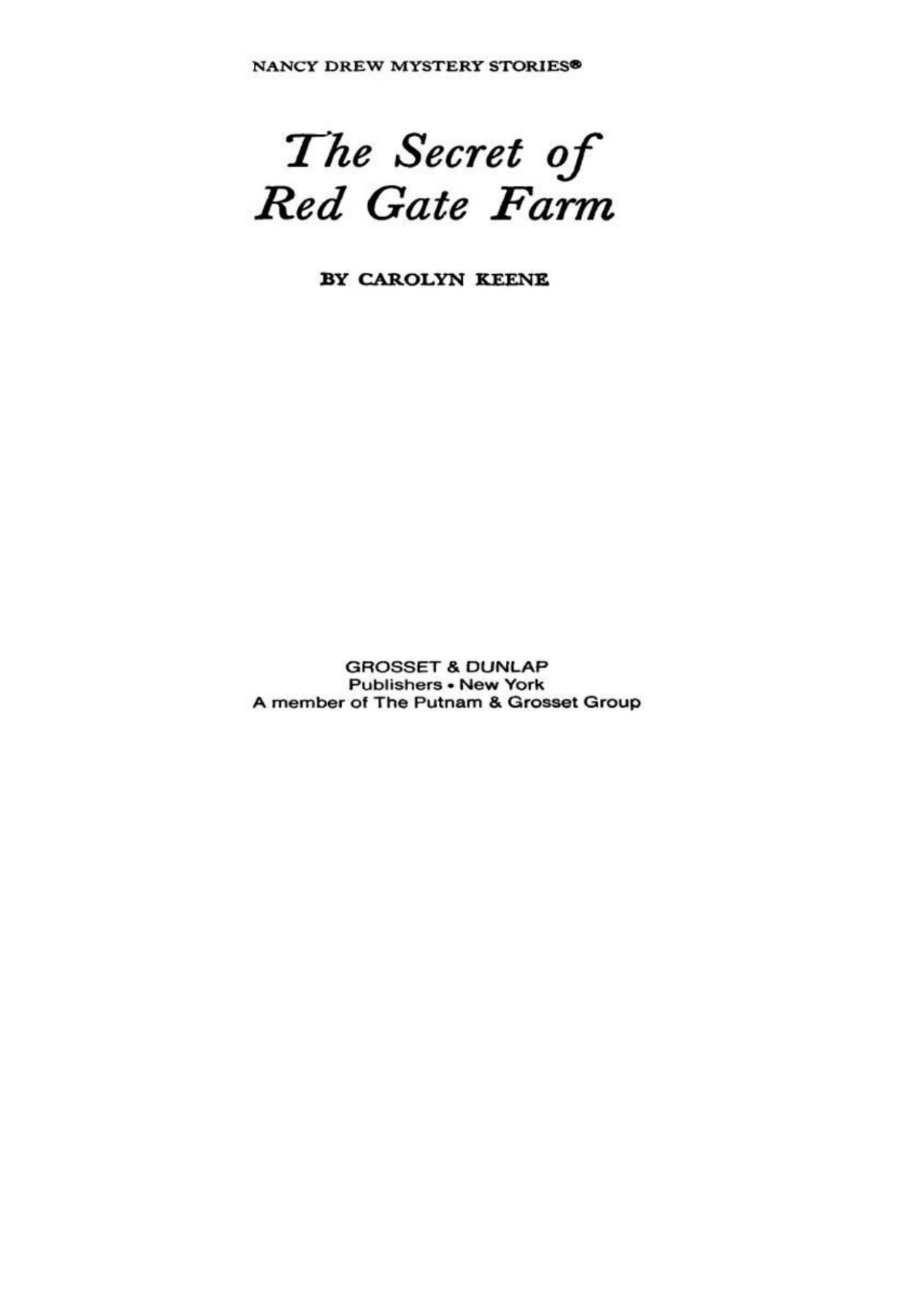 The Secret Of Red Gate Farm Carolyn Keene