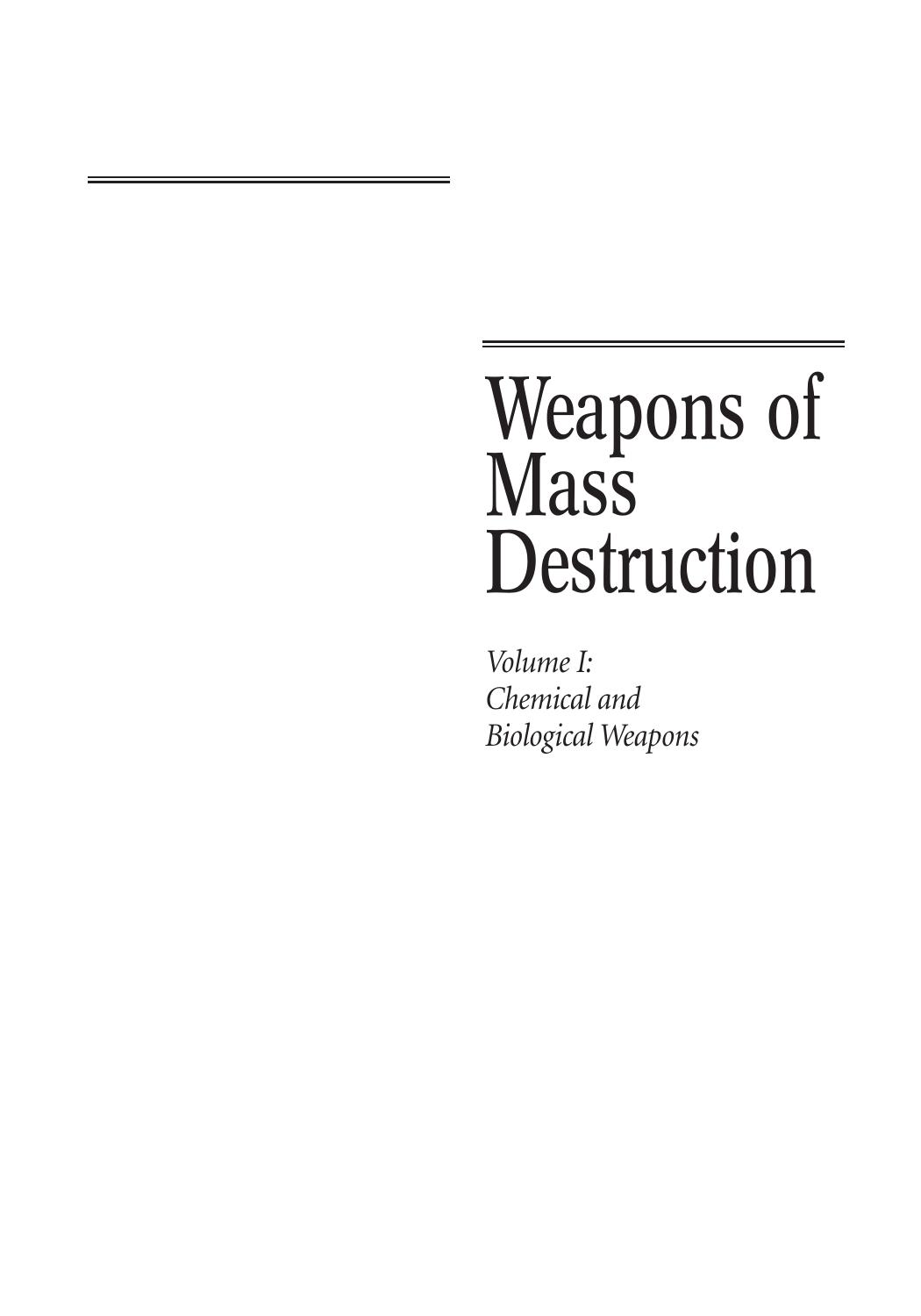 Weapons Of Mass Destruction 1st Edition Eric Croddy James J Wirtz