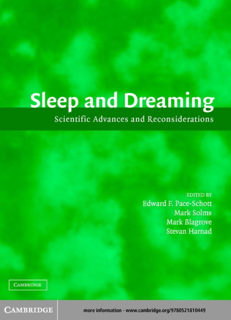 Sleep And Dreaming 1st Edition Edward F Paceschott