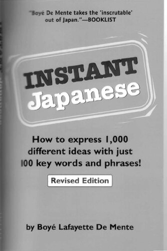 Instant Japanese Revised Boye Lafayette De Mente