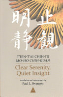 Clear Serenity Quiet Insight Tientai Chihis Moho Chihkuan Paul L Swanson