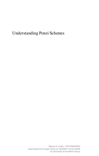 Understanding Ponzi Schemes Can Better Financial Regulation Prevent Investors From Being Defrauded New Horizons In Money And Finance Series Lewis