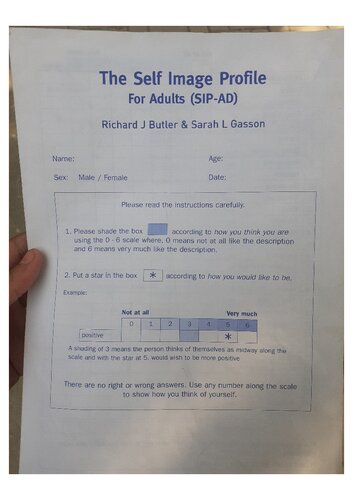 The Self Image Profile For Adults Sipad Butler R J Gasson