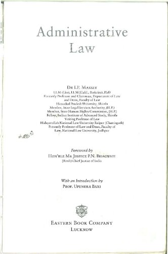 Administrative Law 8th Edition I P Massey