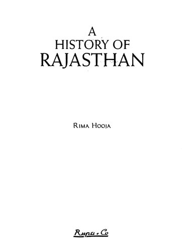 A History Of Rajasthan 2006 Rima Hooja