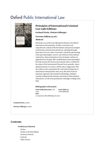 Principles Of International Criminal Law 4th Edition Gerhard Werle