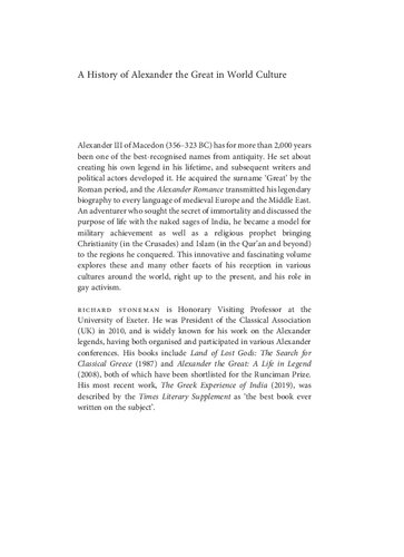 A History Of Alexander The Great In World Culture Richard Stoneman Editor