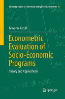 Econometric Evaluation Of Socioeconomic Programs Theory And Applications 1st Giovanni Cerulli