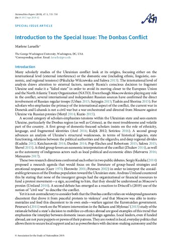 The Donbas Conflict Marlene Laruelle Ed