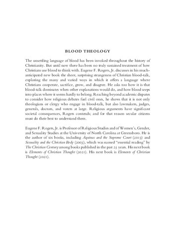 Blood Theology Seeing Red In Body And Godtalk Eugene F Rogers