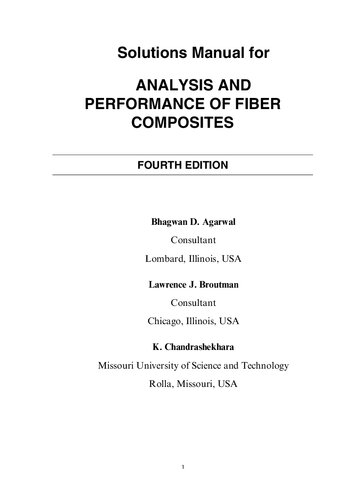 Solutions Manual For Analysis And Performance Of Fiber Composites Fourth Edition Bhagwan D Agarwal