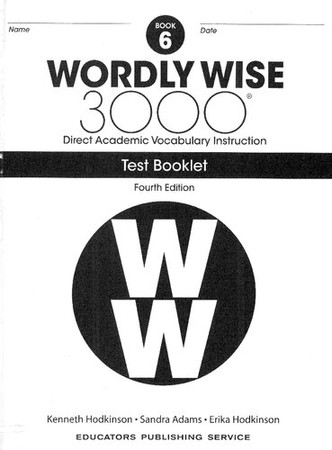 Wordly Wise Grade 6 Test Booklet 4th Edition Eps Operations