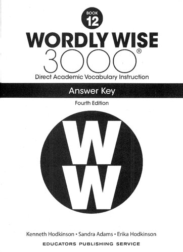 Wordly Wise Grade 12 Student Book Answer Key 4th Edition Unknown