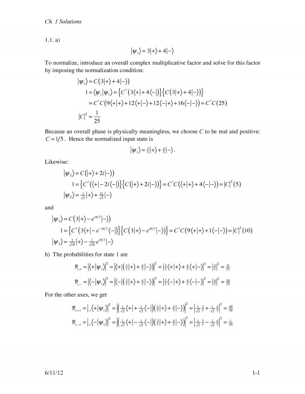 Quantum Mechanics Instructor Solution Manual 1st Edition Mcintyre David H
