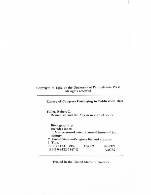Mesmerism And The American Cure Of Souls Robert Fuller