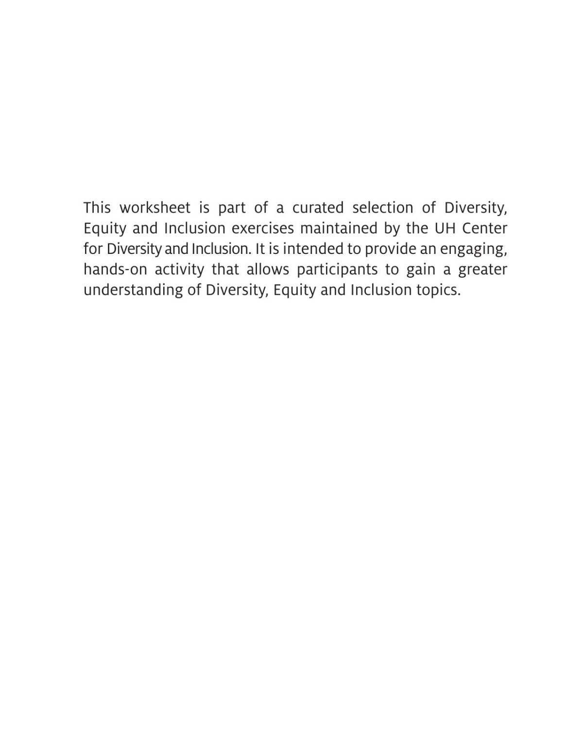 Diversity Activities Resource Guide University Of Houston