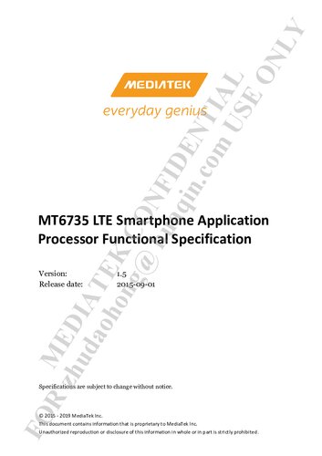 Mt6735 Lte Smartphone Application Processor Functional Specification 16 Mingte Lin