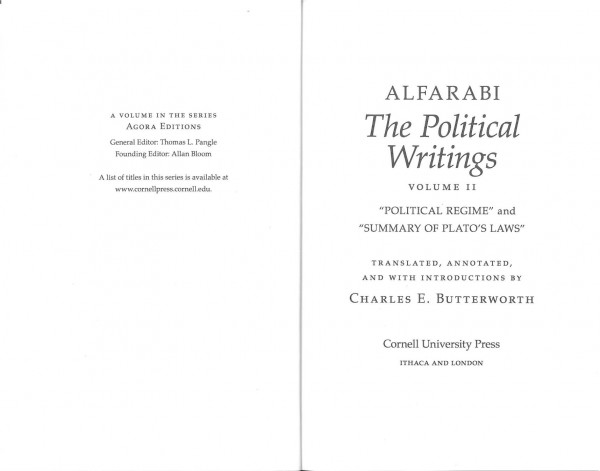 The Political Writings Political Regime And Summary Of Platos Laws Alfarabi