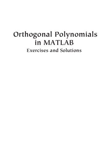Orthogonal Polynomials In Matlab Walter Gautschi