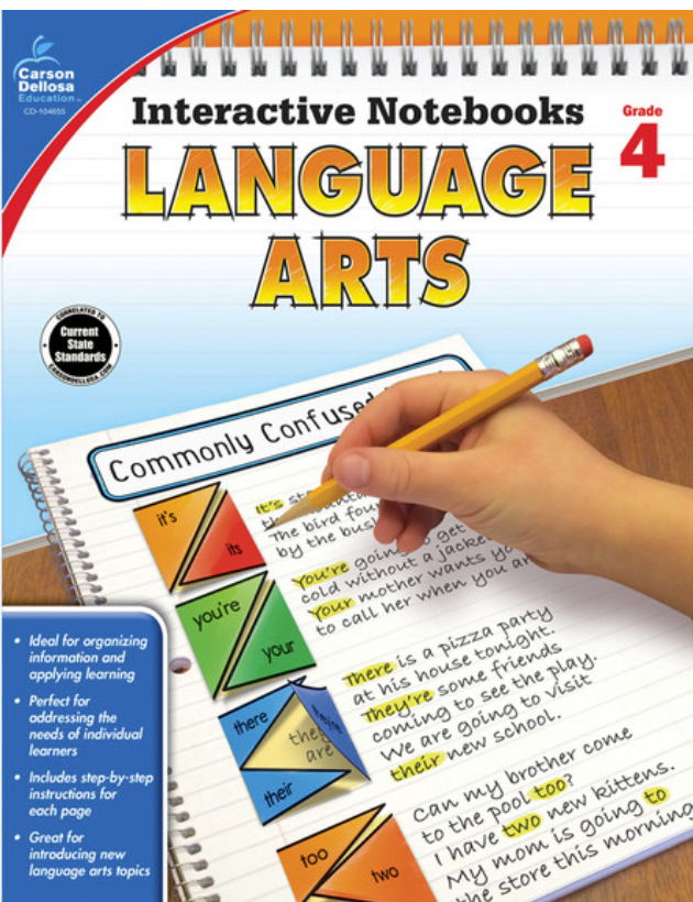 Carson Dellosa Language Arts Interactive Notebook 4th Grade 96pgs Interactive Notebooks Carsondellosa Publishing