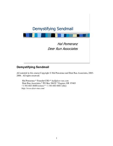Demystifying Sendmail 1st Edition Hal Pomeranz