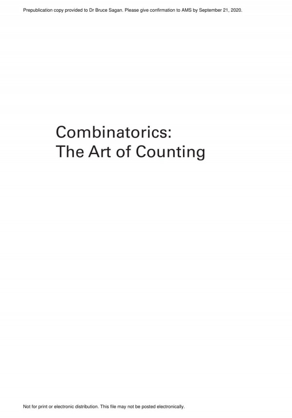 Combinatorics The Art Of Counting Bruce E Sagan
