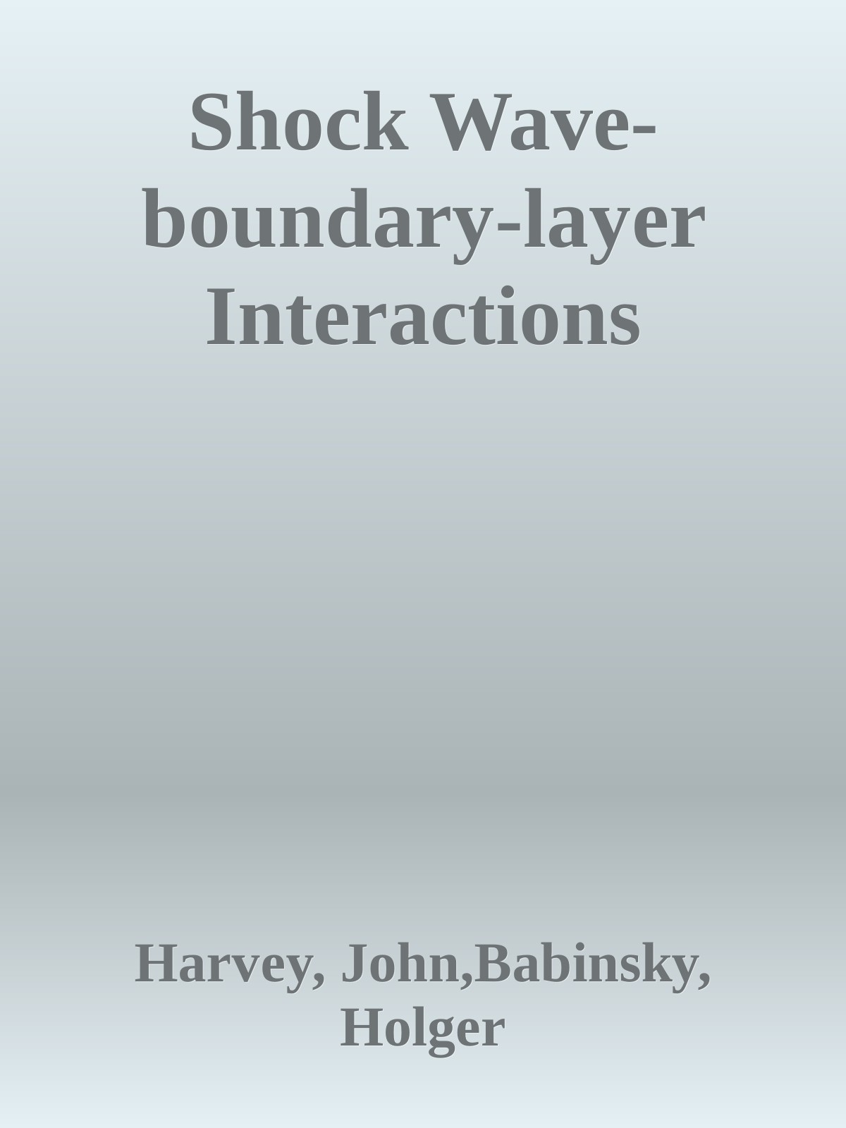 Shock Waveboundarylayer Interactions Harvey John Babinsky Holger