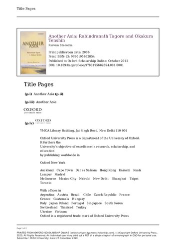 Another Asia Rabindranath Tagore And Okakura Tenshin 1st Edition Rustom Bharucha