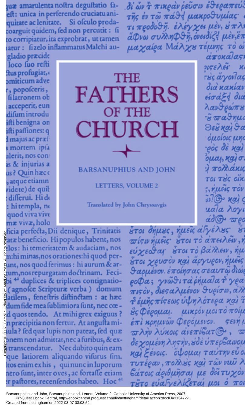 Letters Volume 2 Fathers Of The Church Patristic Series Vol 114 John Chryssavgis