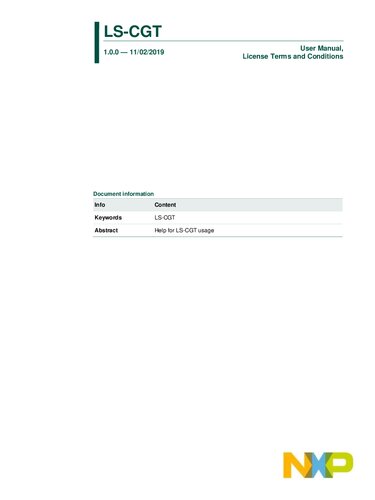 Lscgt User Manual License Terms And Conditions 100 Nxp Netherlands Bv