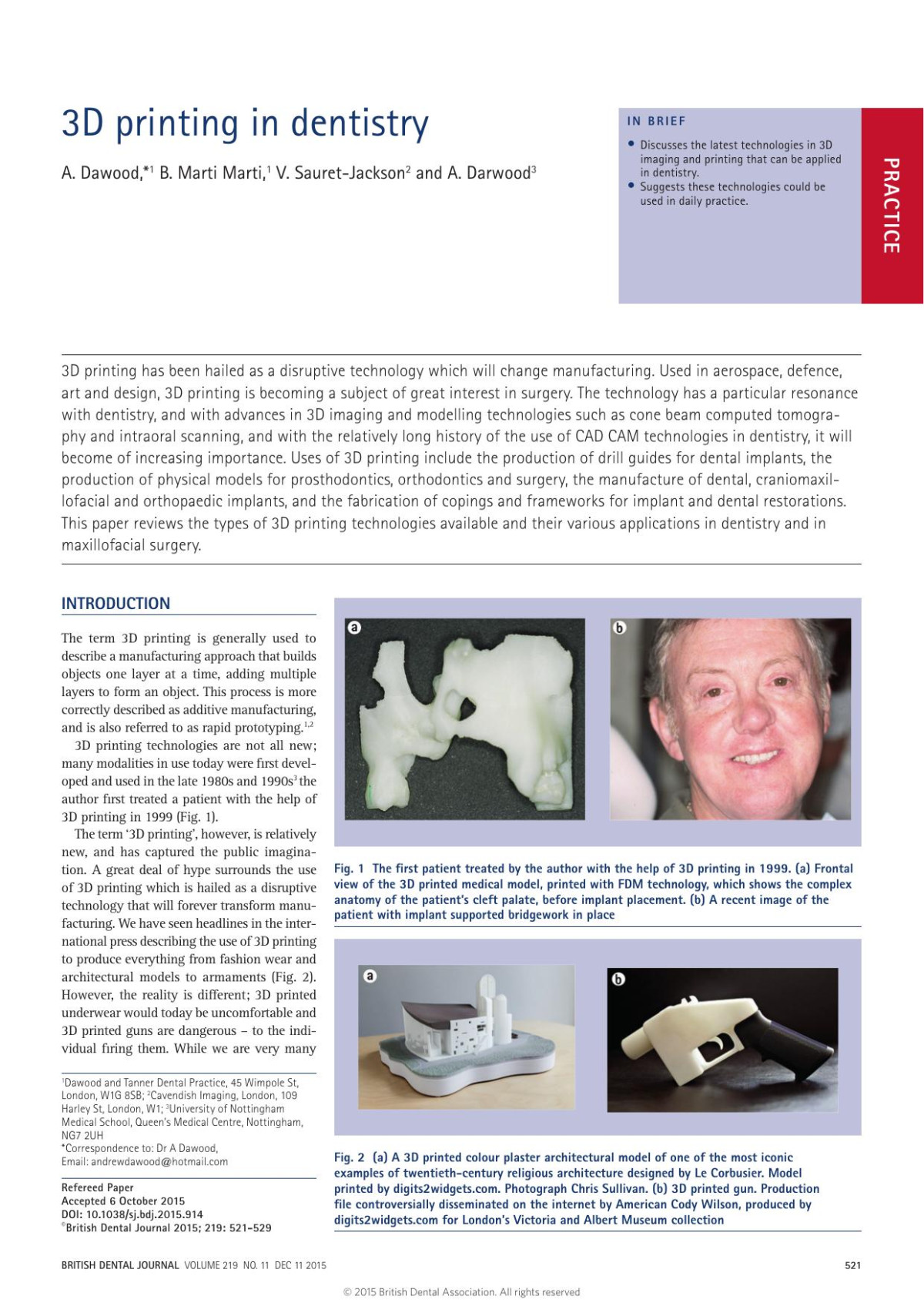 3d Printing In Dentistry A Dawood B Marti Marti V Sauretjackson